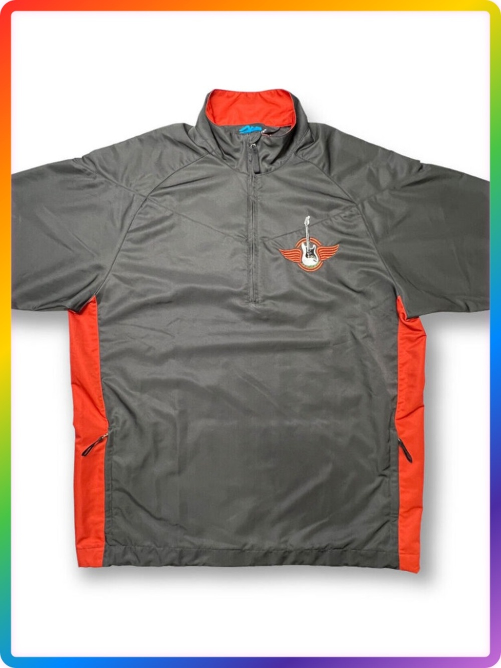Tri-Mountain Windproof Shirt Jacket SIZE XL Orange Water Resistant Guitar Logo